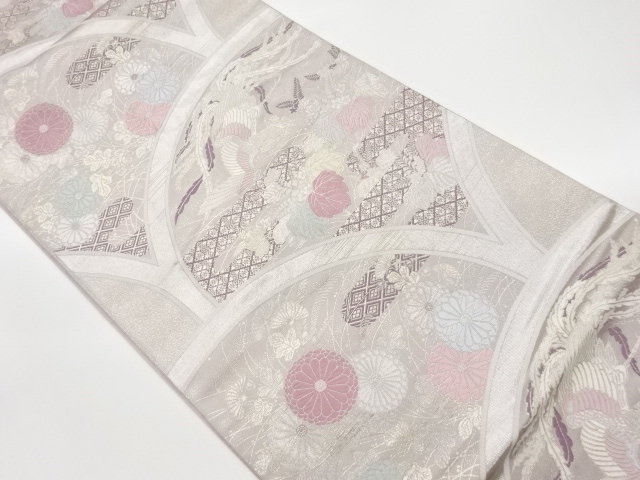 JAPANESE KIMONO / VINTAGE FUKURO OBI / WOVEN FLOWER & BIRDS